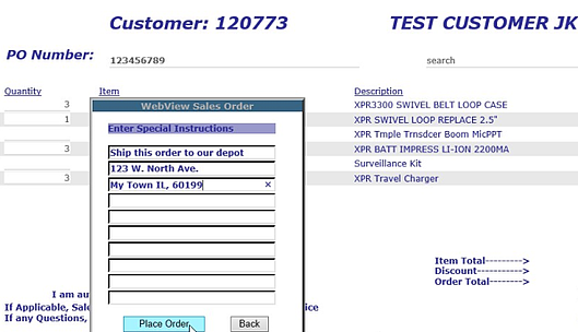 Shipping Instructions for webview